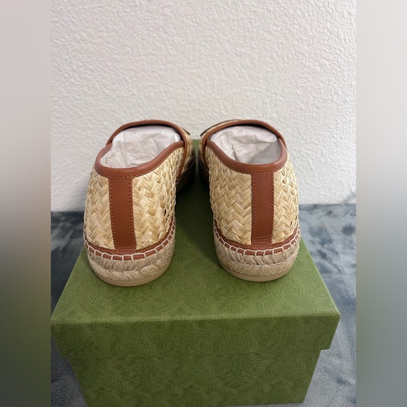 BRAND NEW Gucci Brown Raffia Interlocking GG Espadrilles Size 8.5 (US size 9) - Picture 5 of 10